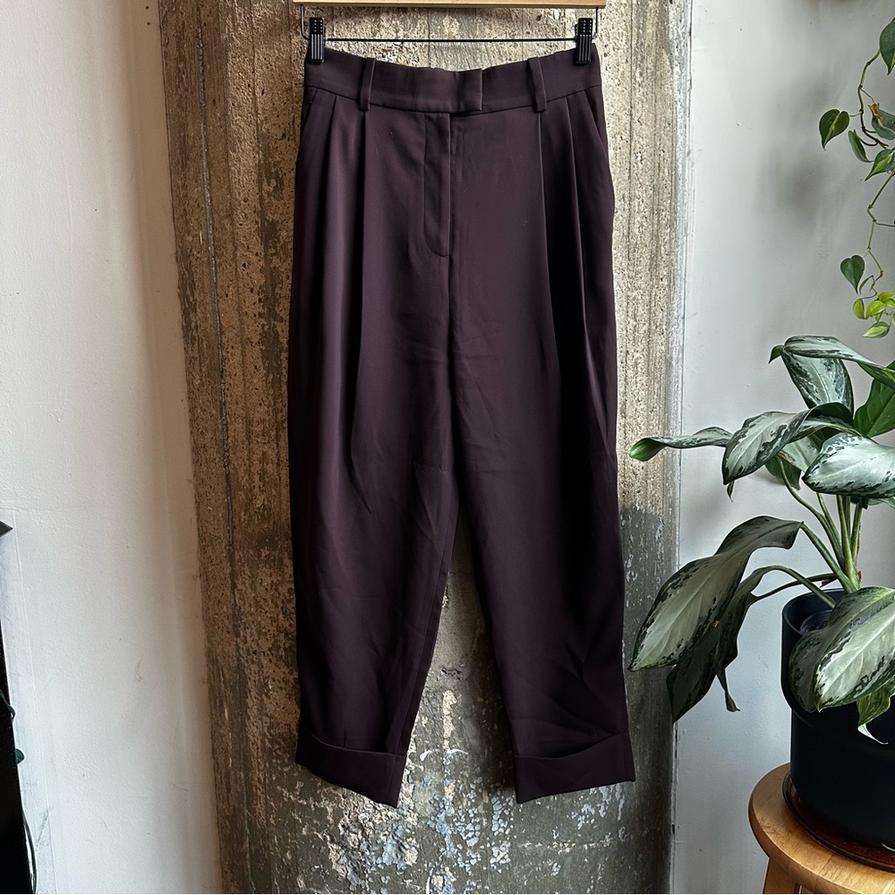 COS Burgundy Pleated Pant Size 4
